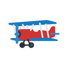 Vintage red and blue biplane airplane vector illustration on white © Dawnside Graphic