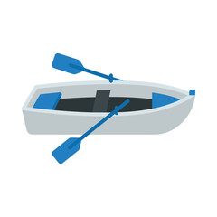 Small rowing boat with oars illustration on white background © Dawnside Graphic