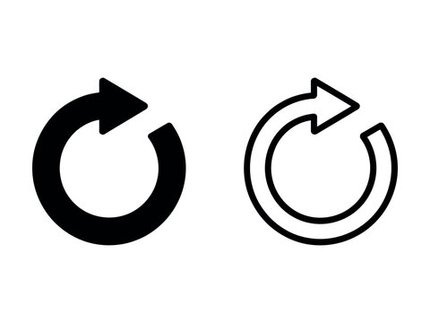 Circular refresh reload repeat rotation arrow icon vector graphic set
