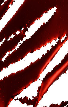 torn and shredded red wrapping paper, birthday and christmas present paper, transparent background