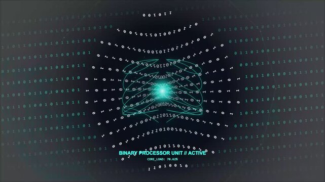 Abstract Binary Code Rain Processor Technology Background