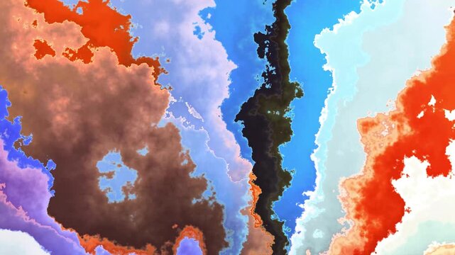 Abstract geothermal energy heat flow animation with colorful morphing fluid. Thermal vision infrared camera effect with shifting fractal background. Dynamic topographic heat map visualization