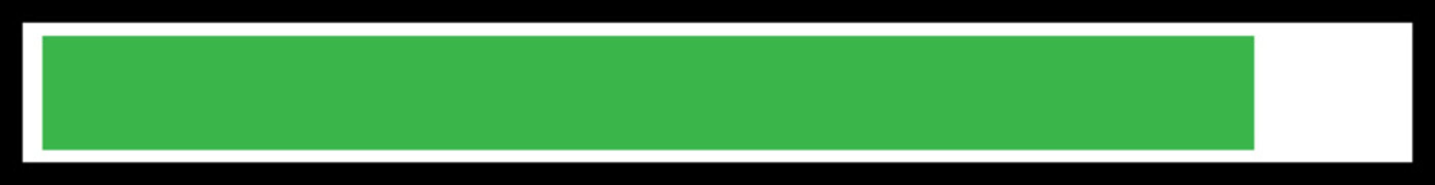 Green loading progress bar icon nearing an almost complete fill level, suited for app preloaders, website buffering screens, download trackers, and UI design.