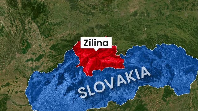 Slovakia Country and City Zilina Location Map Animation Footage