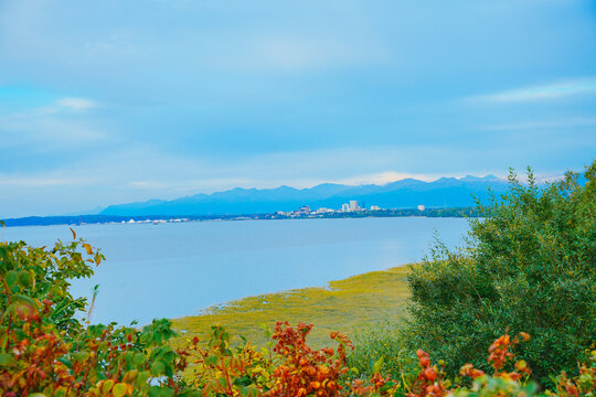 Anchorage, AK, USA: 09 12 2026: Anchorage city, mountain and  Alaska bay landscape