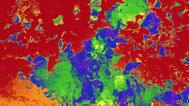 Colorful grunge texture with water splats and raindrops falling in slow motion