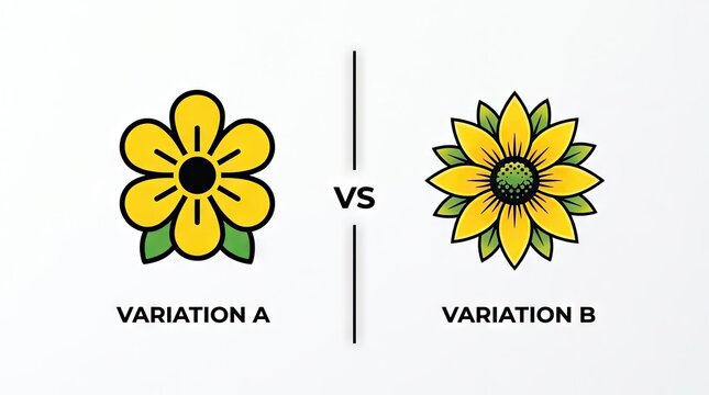 Comparison of two yellow flower design variations A and B.