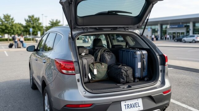 SUV with Open Trunk Ready for Road Trip Travel