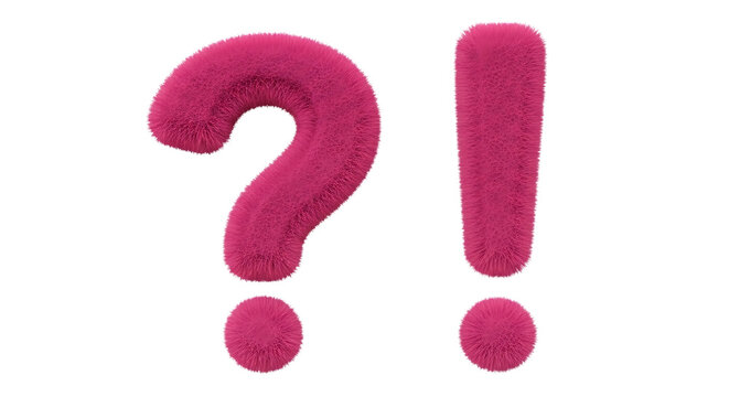 Curious and surprised colorful question and exclamation mark icons together isolated on transparent background