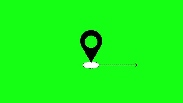 Map Location Marker with Dotted Travel Route Animation, GPS Navigation and Destination Pin on green Background, Travel, Logistics and Wayfinding Concept, 4K Motion Graphics