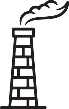 Factory smokestack icon for industrial manufacturing, production, factory and engineering concepts