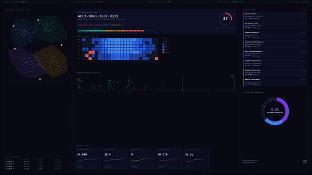 Explore an advanced AI Behavioral Analytics Dashboard showcasing abnormal banking activity across customer accounts with visualizations and real-time data insights.