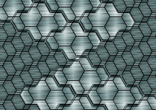 メタリックヘキサゴンパターンの工業テクノロジー抽象背景素材