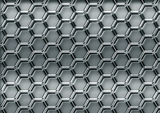 メタリックヘキサゴンパターンの工業テクノロジー抽象背景素材