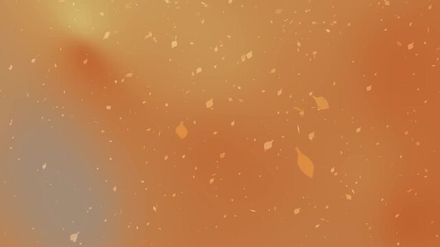 Abstract warm orange autumn video background. Smooth motion background with falling particles and leaf like shapes, for video overlay and film transition