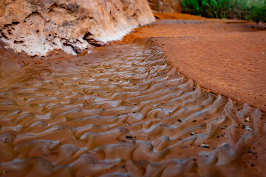 Water ripple patterns in desert sand at Fiery Furnace Utah