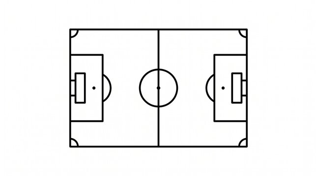 Soccer football field layout vector line art icon