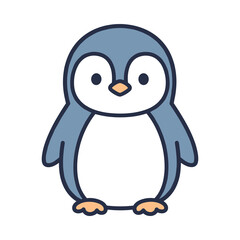 Fototapeta premium Cute cartoon penguin standing on white background