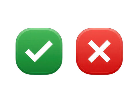 Green check mark and red cross mark icons for validation and error feedback