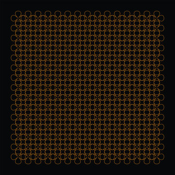 Golden geometric floral pattern on black background seamless repeating design for modern textiles