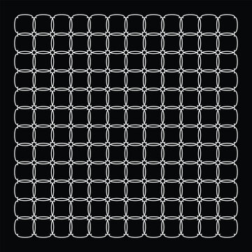 Geometric grid pattern with interconnected loops on a black background modern vector illustration