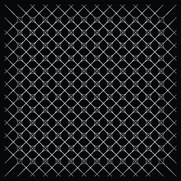 Geometric lines and circles pattern on black background minimalist vector illustration