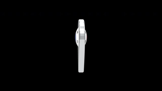 High-end 3D metallic silver location pin with rounded bottom tip, featuring a solid glossy South Korean Taegeukgi flag emblem with pure white background, red and blue Taegeuk circle, and four black tr