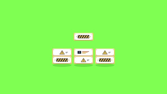 System alert bars with warning icons stack up to indicate diagnostic notifications