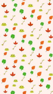 Autumn leaves and clover seamless pattern