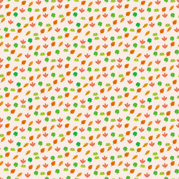 Seamless pattern of autumn leaves and foliage