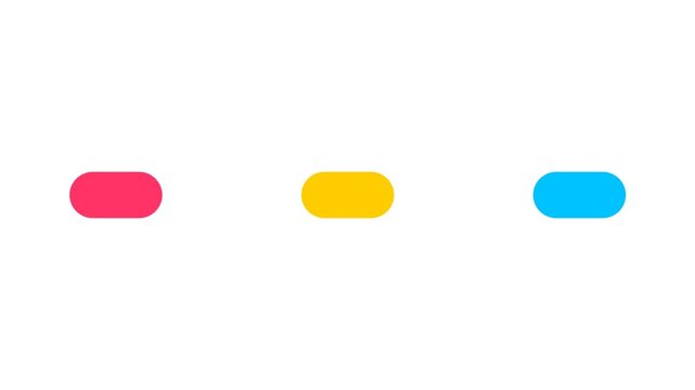 Colorful rounded pill shapes animating and shifting positions on white