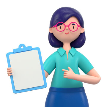 woman holding document, gesturing