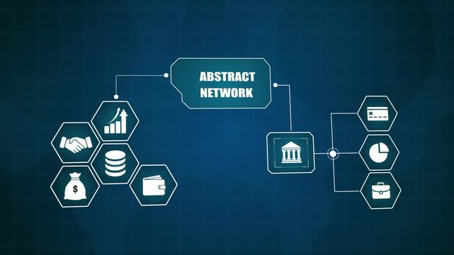 Abstract Digital Network Connection Concept Animation on Futuristic Blue Background