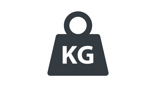 Minimalist kilogram weight icon featuring bold dark typography and a simple flat graphic design style