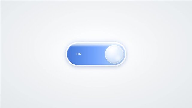 Blue ON OFF Toggle Switch Animation in 4K, Minimalist Toggle Button on White Background, Power Control, Enable Disable Interface, UI UX and Digital Technology