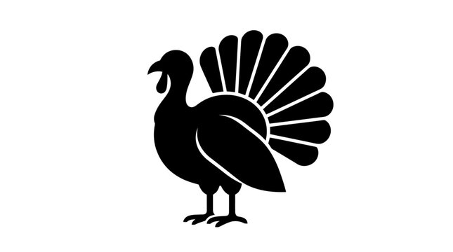 Thanksgiving turkey silhouette vector icon, black bird symbol for holiday Editable_EPS
