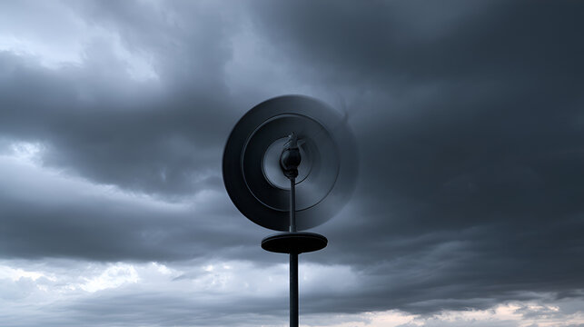 Anemometer Spinning Steadily Against A Dramatic Stormy Sky