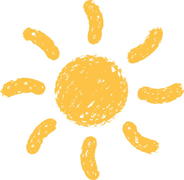 Crayon-style tiny sunburst with curved rays