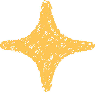Crayon-style tiny four-point sparkle mark