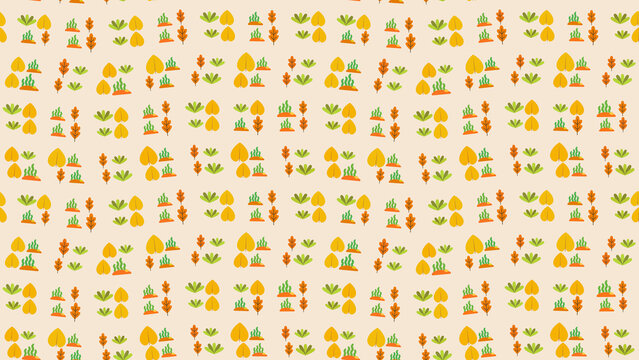 Autumn leaves and grass pattern