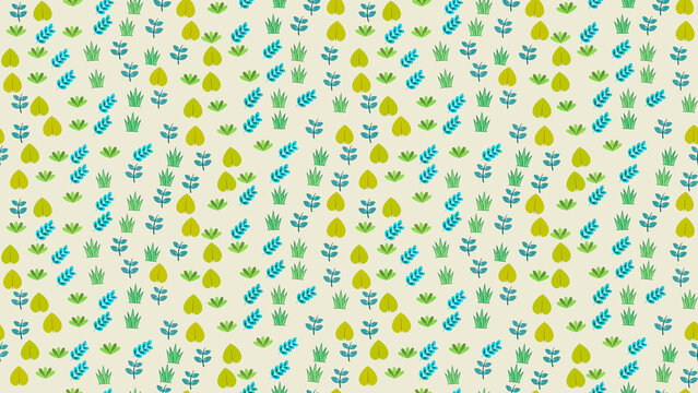Pattern of stylized leaves and grass tufts