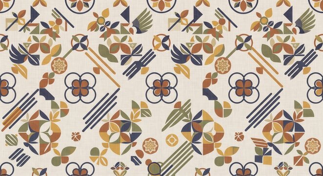Modern Minimalist Batik Motif Seamless Pattern Indonesian Textile Design
