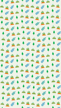Stylized plants and leaves seamless pattern