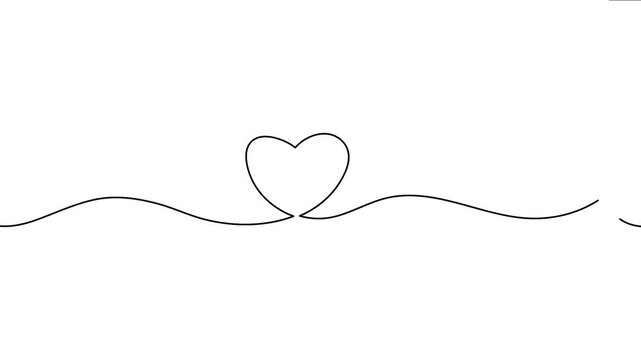 Continuous line art heart icon drawn on white background