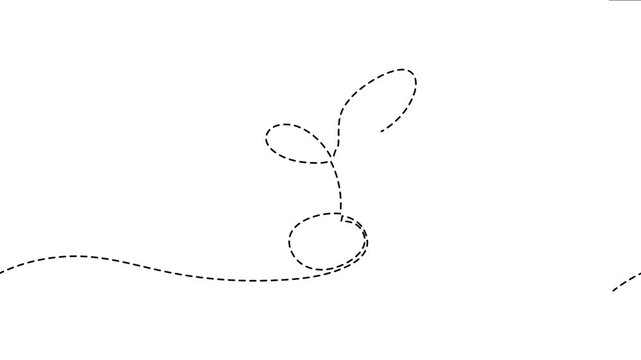 Dashed continuous line plant sprout growing animation