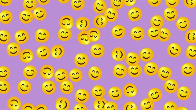Purple Yellow Emoji Pattern Seamless Loop Pattern Animation in 4K