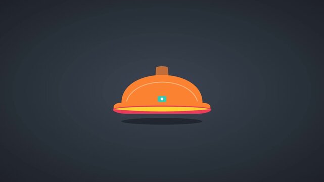 Animated 3D Render of a Chefs Cloche with a Green Star Rotating and Transforming on a Dark Background.