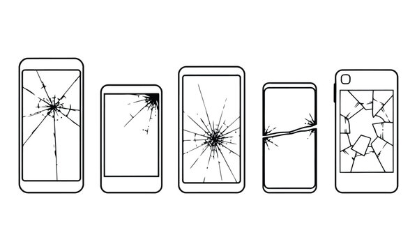 Smartphone vector illustration featuring multiple shattered