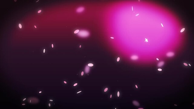 Falling pink petals drift gently against glowing purple background soft focus romantic motion footage