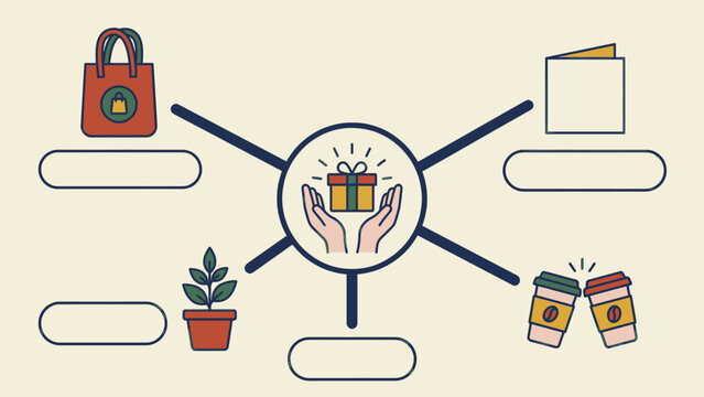Hands holding a gift surrounded by items representing connection, gratitude, and appreciation